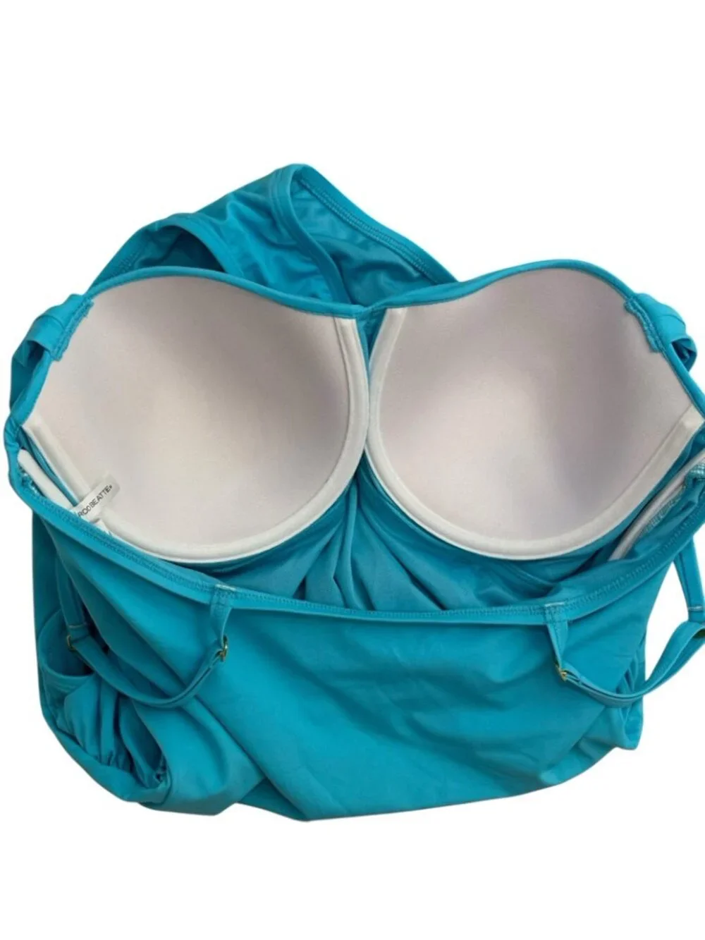 Bleu Rod Beattie Kore Shirred Underwire One-Piece Swimsuit Turquoise Blue  US 14
